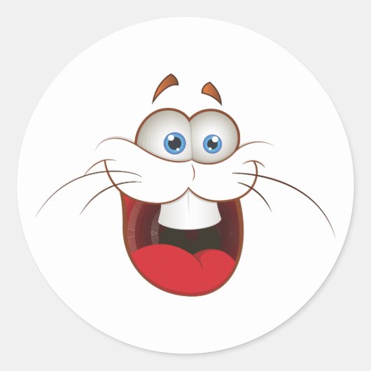 間抜けなバニーウサギの顔 ラウンドシール (正面)