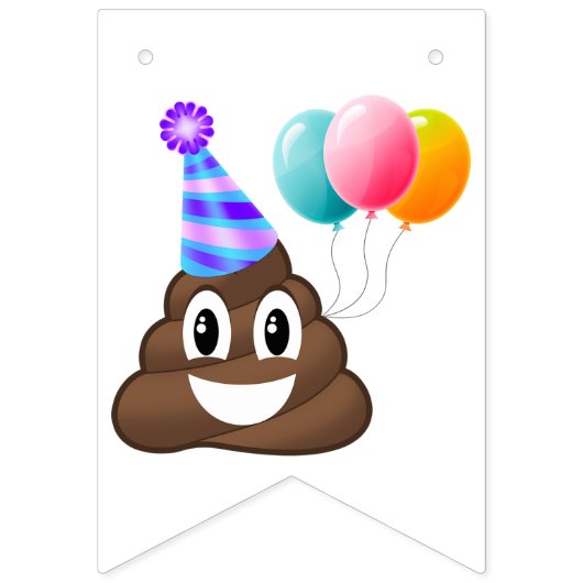 間抜けなパーティーのウンチのEmojiの誕生日の旗 バンティングフラッグ (第1の旗)