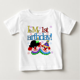 間抜けなピエロの第1誕生日のTシャツおよびギフト ベビーTシャツ