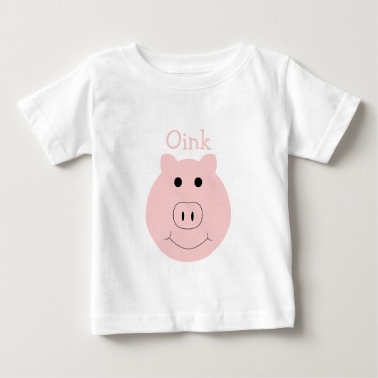 間抜けなピンクのブタの幼児のワイシャツ ベビーTシャツ (正面)