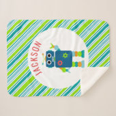 間抜けなロボットはパーソナライズでストライプのな愛らしいからかいます シェルパブランケット (正面(横))