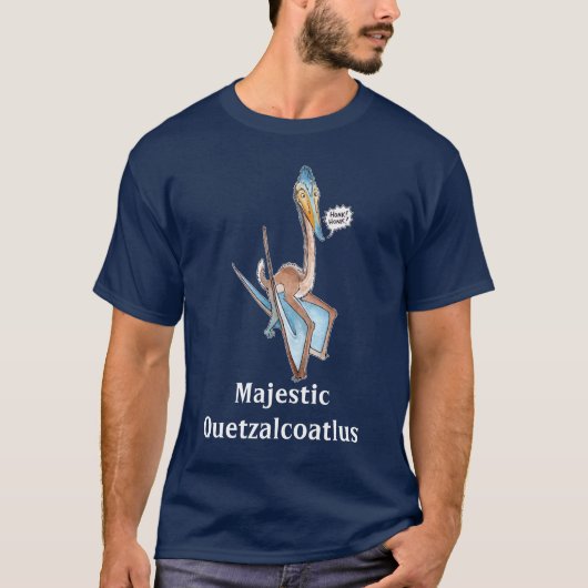 間抜けな漫画Quetzalcoatlus Pterosaur Tシャツ (正面)