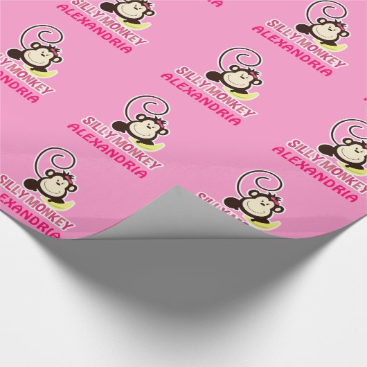 間抜けな猿の女の子のカスタマイズ可能な包装紙 ラッピングペーパー (角)