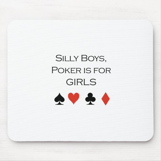 間抜けな男の子のトランプのポーカーは女の子のTシャツのためです マウスパッド (正面)