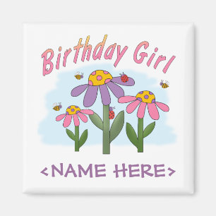間抜けな花の誕生日の女の子 マグネット