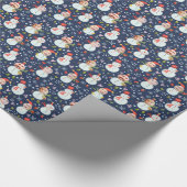 間抜けな雪だるまの顔の写真の休日の包装紙 ラッピングペーパー (角)