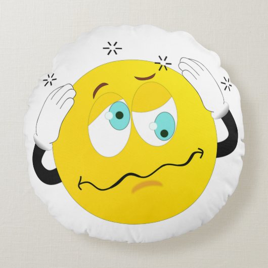 間抜けな顔Emoji ラウンドクッション (正面)