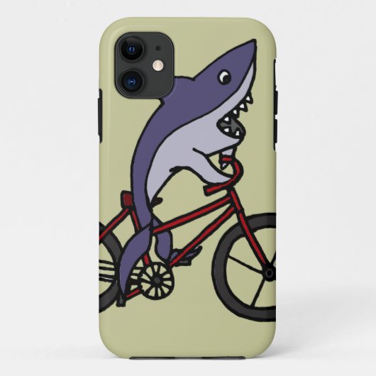 間抜けな鮫の乗馬の自転車の漫画 Case-Mate iPhoneケース (裏面)