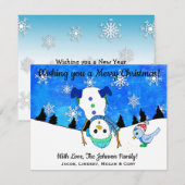 間抜けアップサイド雪だるま遊ズインスノークリスマ シーズンカード (正面/裏面)