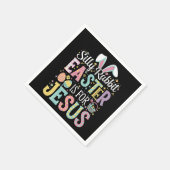 間抜けウサギの復活祭はイエスのかわいいバニー スタンダードカクテルナプキン (角)