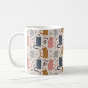 間抜けカラフル可愛い猫柄 コーヒーマグカップ