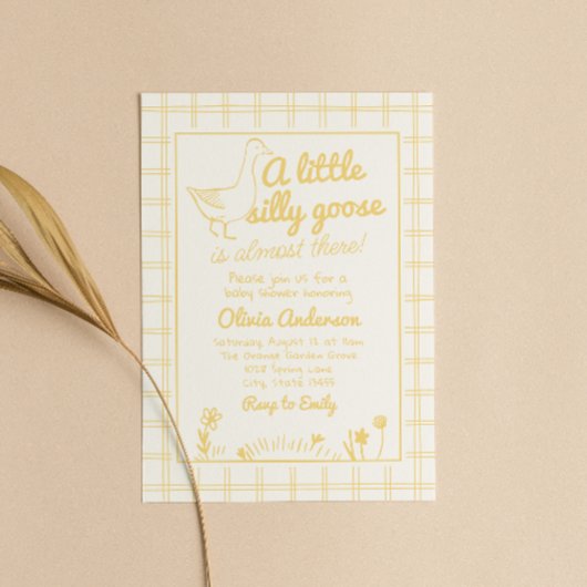 間抜けガチョウの手で引いた赤男女兼用ちゃんシャワー 招待状