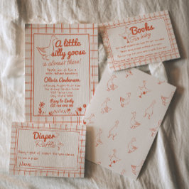 間抜けガチョウの手で引いた赤男女兼用ちゃんシャワー 招待状