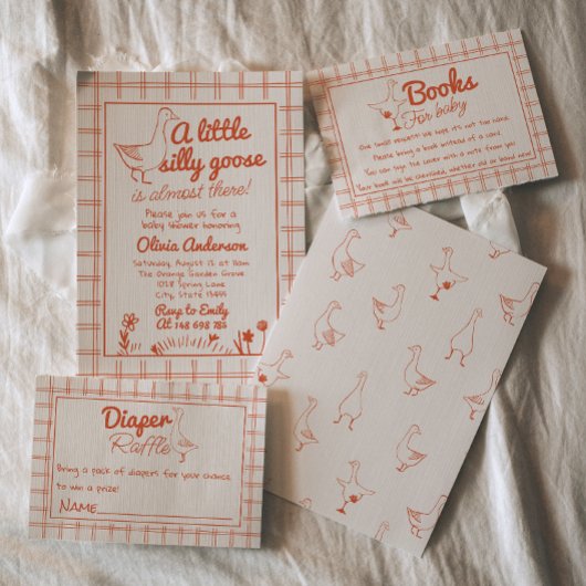 間抜けガチョウの手で引いた赤男女兼用ちゃんシャワー 招待状