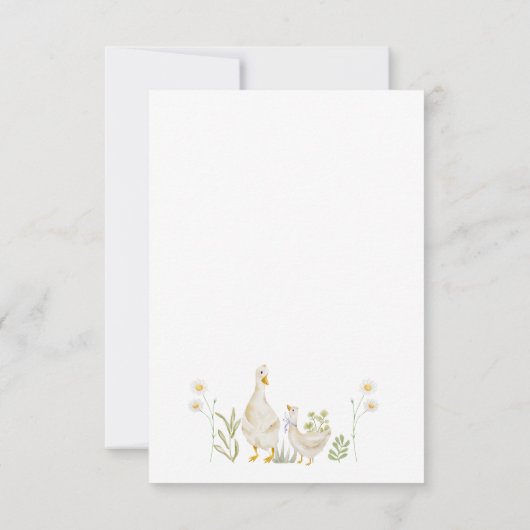 間抜けガチョウの緑の水彩赤ちゃんシャワー サンキューカード (裏面)