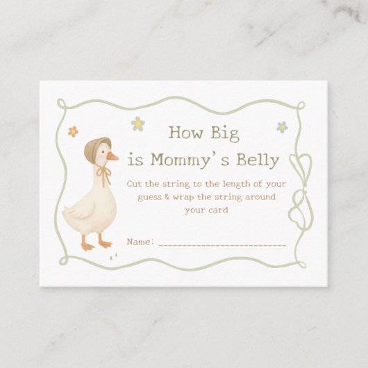 間抜けガチョウの赤ちゃんシャワー彼女の腹の大きさを推測 エンクロージャーカード (正面)