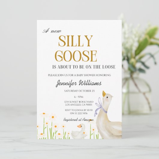 間抜けガチョウの赤ちゃんシャワー男女兼用ヴィンテージ 招待状 (スタンド正面)