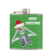 間抜けクリスマススケルトンオーナメントアイズグリーン金ゴールド フラスク (正面)