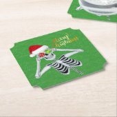 間抜けクリスマススケルトンオーナメントアイズサンタハット ペーパーコースター (アングル)