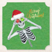間抜けクリスマススケルトンオーナメントアイズサンタハット ペーパーコースター (正面)