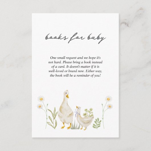 間抜けグースかわいい水彩本ベビー エンクロージャーカード (正面)