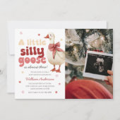 間抜けグースクリスマスバウ赤ちゃんシャワー写真 招待状 (正面)