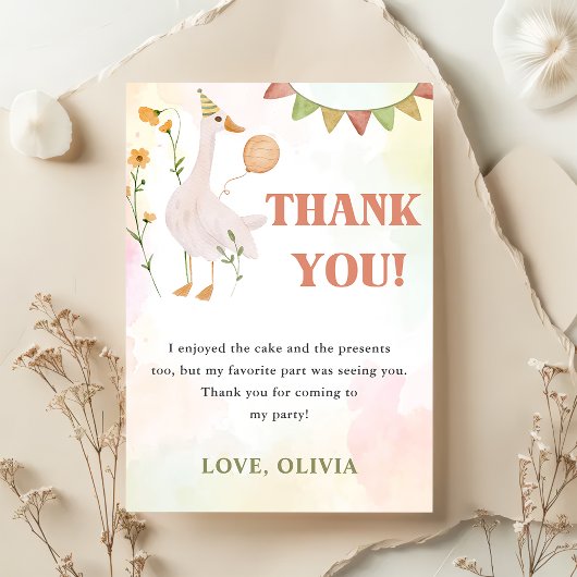 間抜けグースバースデーパーティーサンキューカード 招待状