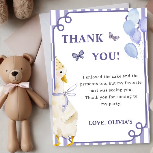 間抜けグースバースデーパーティーサンキューカード 招待状