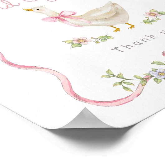 間抜けグースピンクの弓状のカードとギフト ポスター (角)