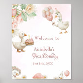 間抜けグースフラワーガーデンマッシュルーム1st誕生日 ポスター (正面)