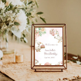 間抜けグースフラワーガーデンマッシュルーム1st誕生日 ポスター