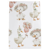 間抜けグースフラワーガーデンマッシュルーム1st誕生日 ミディアムペーパーバッグ (裏面)