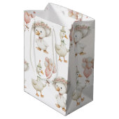 間抜けグースフラワーガーデンマッシュルーム1st誕生日 ミディアムペーパーバッグ (裏面アングル)