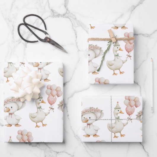 間抜けグースフラワーガーデンマッシュルーム1st誕生日 ラッピングペーパーシート (正面)