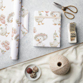 間抜けグースフラワーガーデンマッシュルーム1st誕生日 ラッピングペーパー