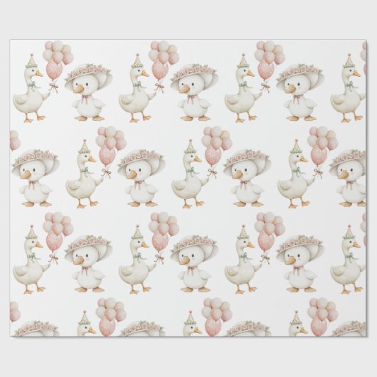 間抜けグースフラワーガーデンマッシュルーム1st誕生日 ラッピングペーパー (フラット)