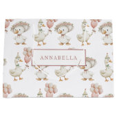 間抜けグースフラワーガーデンマッシュルーム1st誕生日 ラージペーパーバッグ (正面)