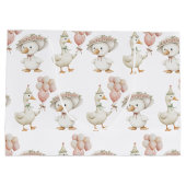 間抜けグースフラワーガーデンマッシュルーム1st誕生日 ラージペーパーバッグ (裏面)