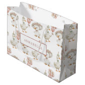 間抜けグースフラワーガーデンマッシュルーム1st誕生日 ラージペーパーバッグ (正面アングル)