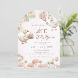 間抜けグースフラワーガーデンマッシュルーム1st誕生日 招待状