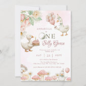 間抜けグースフラワーガーデンマッシュルーム1st誕生日 招待状 (正面)