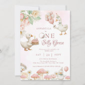 間抜けグースフラワーガーデンマッシュルーム1st誕生日 招待状 (正面)