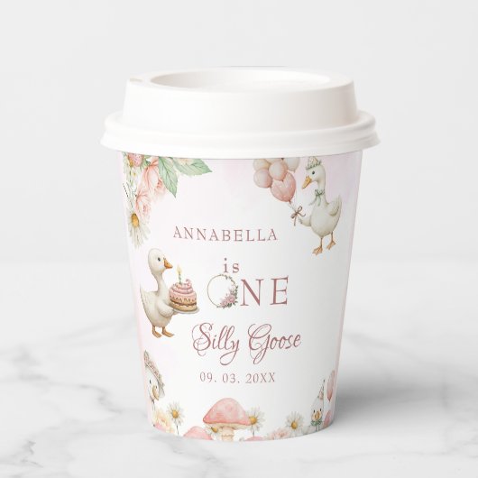 間抜けグースフラワーガーデンマッシュルーム1st誕生日 紙コップ (裏面)