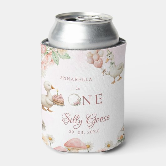 間抜けグースフラワーガーデンマッシュルーム1st誕生日 缶クーラー (缶正面)