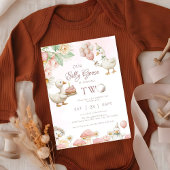 間抜けグースフラワーガーデンマッシュルーム2nd誕生日 招待状