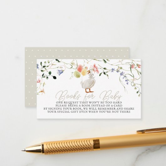 間抜けグースワイルドフラワーフローラベビーブックリクエスト エンクロージャーカード (正面/裏面インサイチュ)