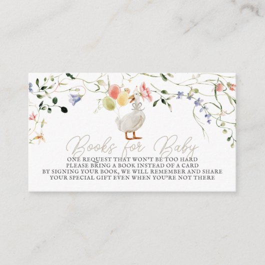 間抜けグースワイルドフラワーフローラベビーブックリクエスト エンクロージャーカード (正面)