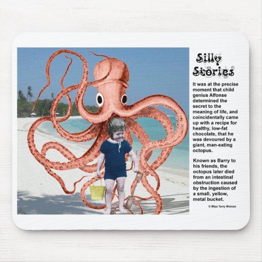 間抜けストーリー:人間食べ物のタコのマウスパッド マウスパッド (正面)