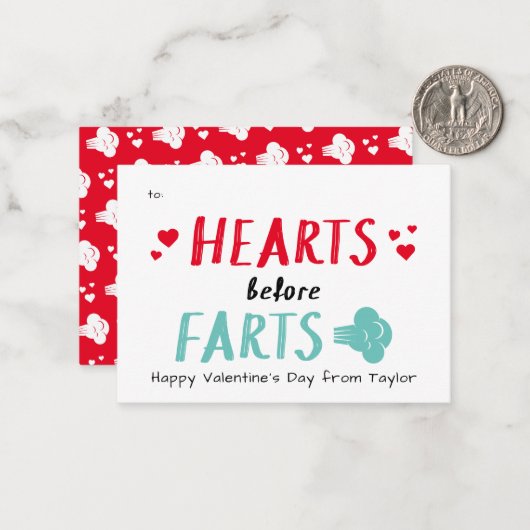 間抜けハート前ファーツ教室バレンタインデー ノートカード (正面/裏面インサイチュ)