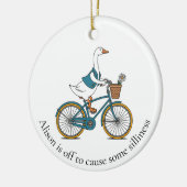 間抜けパーソナライズされた自転車のガチョウ セラミックオーナメント (左)